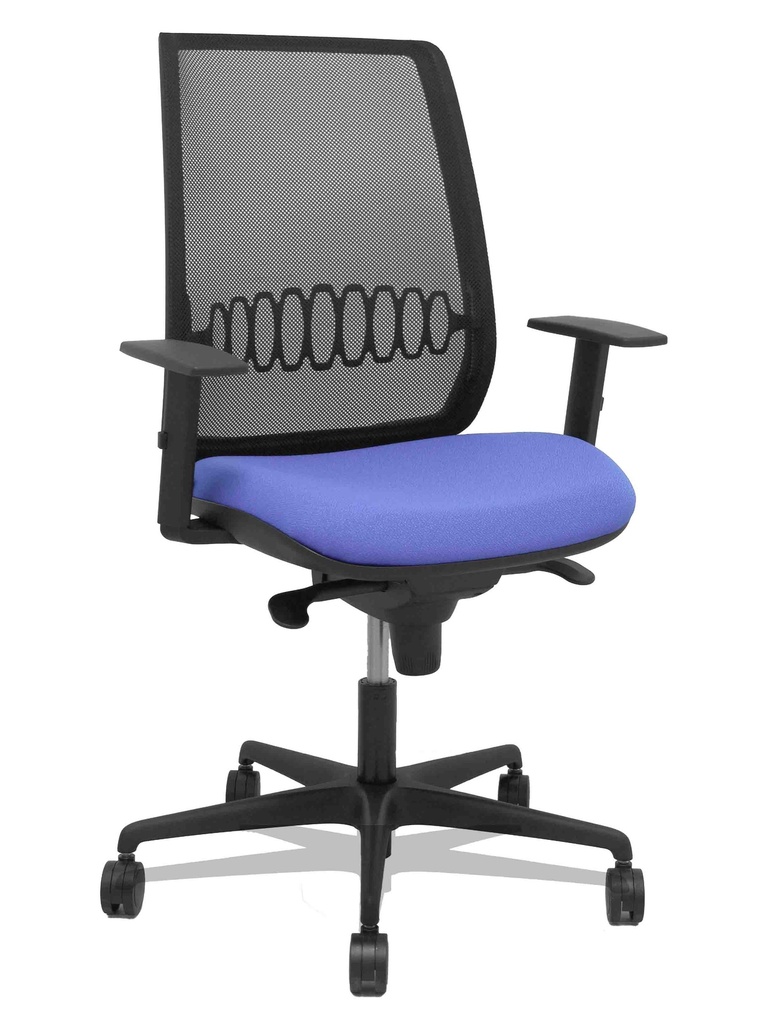 Silla Alares sincro malla negra bali azul claro brazo regulable