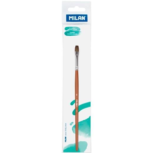 [0412108P] MILAN PINCEL ESCOLAR PLANO SERIE 121 Nº 8 EN BOLSITA C/COLGADOR MARRÓN