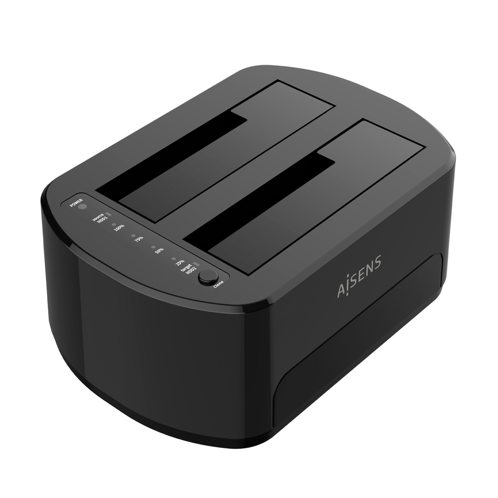 Estacion de Docking de Doble Bahia ASDS-D03B SATA 2.5/3.5 a USB 3.0/3.1 Gen1, Clone, Negra