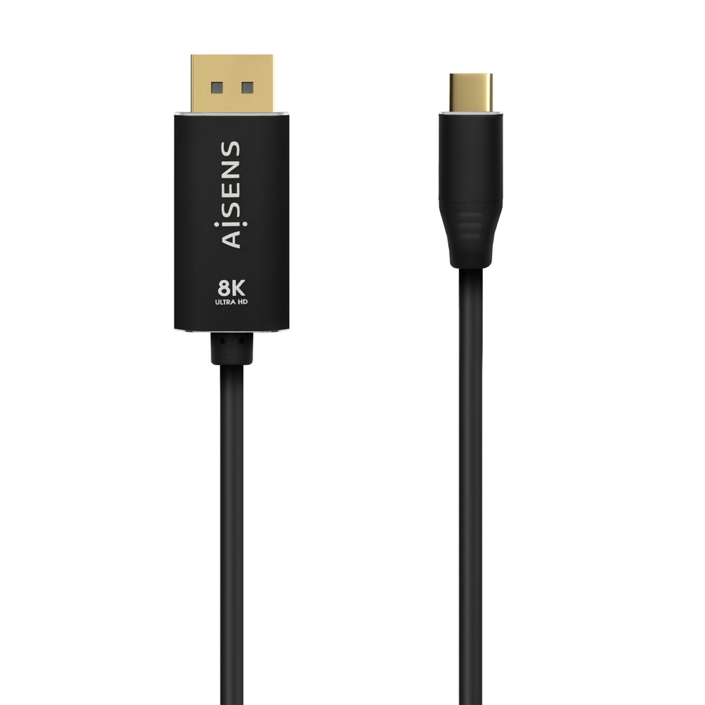 Cable Conversor Aluminio USB-C a Displayport 8K@60Hz, USB-C/M-DP/M, Negro, 1.8M
