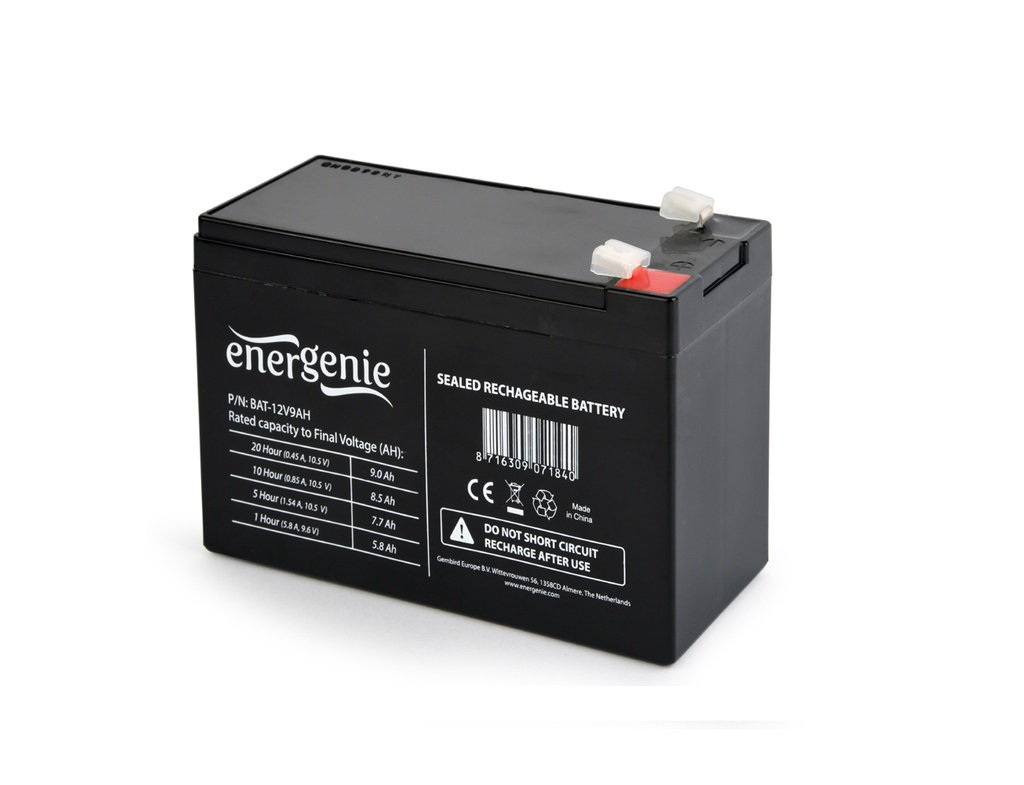 [BAT-12V9AH] 12V, 9 Ah Sealed Lead Acid (VRLA)