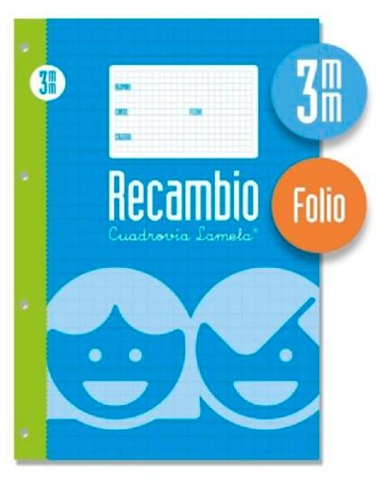 [9003] LAMELA RECAMBIO HOJAS MICROPERFORADAS FOLIO CUADRÍCULA 3MM C/ MARGEN  PACK -5U-