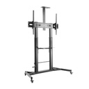 Soporte de Suelo ECO con Ruedas y Manivela, Bandeja para DVD y Soporte de Cámara para Monitor/TV 100Kg de 60-100, Negro