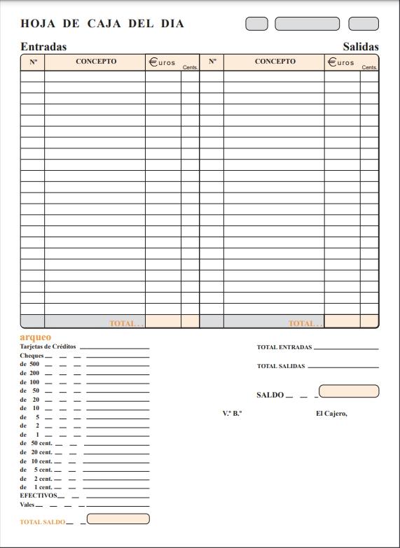 [T-133] TALONARIO ARQUEO DE CAJA FOLIO SIN COPIA