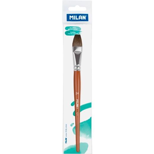 [0412124P] MILAN PINCEL ESCOLAR PLANO SERIE 121 Nº 24 EN BOLSITA C/COLGADOR MARRÓN