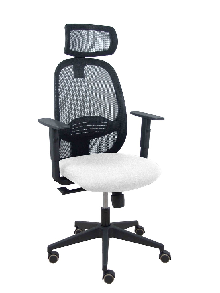 Silla Cilanco negra malla negra asiento bali blanco brazo regulable cabecero regulable
