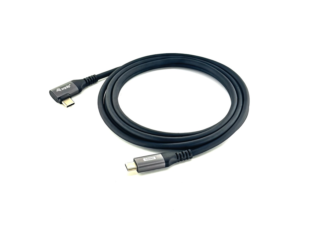 Cable USB 2.0 C a C en ángulo de 90°, M/M, 3,0 m, PD 100 W, negro