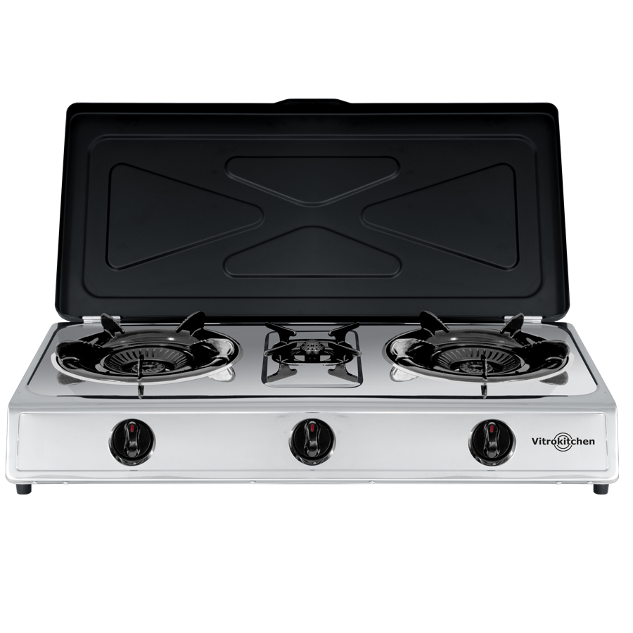 [360IB] 360IB hobs Negro, Acero inoxidable Encimera Encimera de gas 3 zona(s)