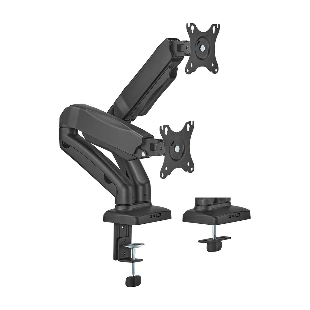 [DT32TSR-221] Soporte De Mesa Pro Contrapeso Giratorio E Inclinable Para Monitor/TV 9kg (3 Pivotes, 2 Brazos) De 17-32, Negro