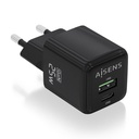Cargador GaN 25W, 1xUSB-C PD3.0 QC4.0, 1xUSB-A QC3.0, Negro