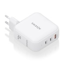 Cargador GaN 140W, 2xUSB-C PD3.1 QC4.0, 1xUSB-A QC3.0, Blanco