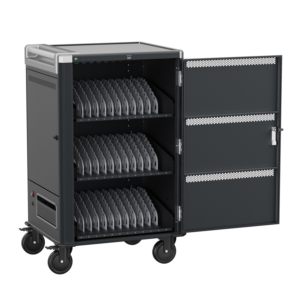 [EW1701] EW1701 carrito y armario de dispositivo portátil Armario de gestión y carga para dispositivos portátiles Negro, Gris