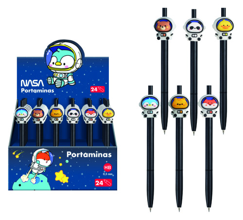 [79659] EXPOSITOR CON 24 PORTAMINAS ASTRONAUTAS-ANIMALES - NASA DOHE 79659