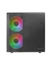 MC-400 Negro, Caja Gaming Compacta Micro-ATX, Ventana Lateral Completa Cristal Templado, 3x Ventiladores FRGB 120mm, Panel Lateral Completo Mesh