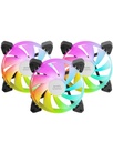 MF-3A, Kit 3x Ventiladores FDB Ultrasilenciosos 120mm, Iluminación ARGB Rainbow 360º Sin Marco, Ventialdores 3en1 con Compatibilidad Total ARGB, Doble Conector ARGB Macho + Hembra, Negro