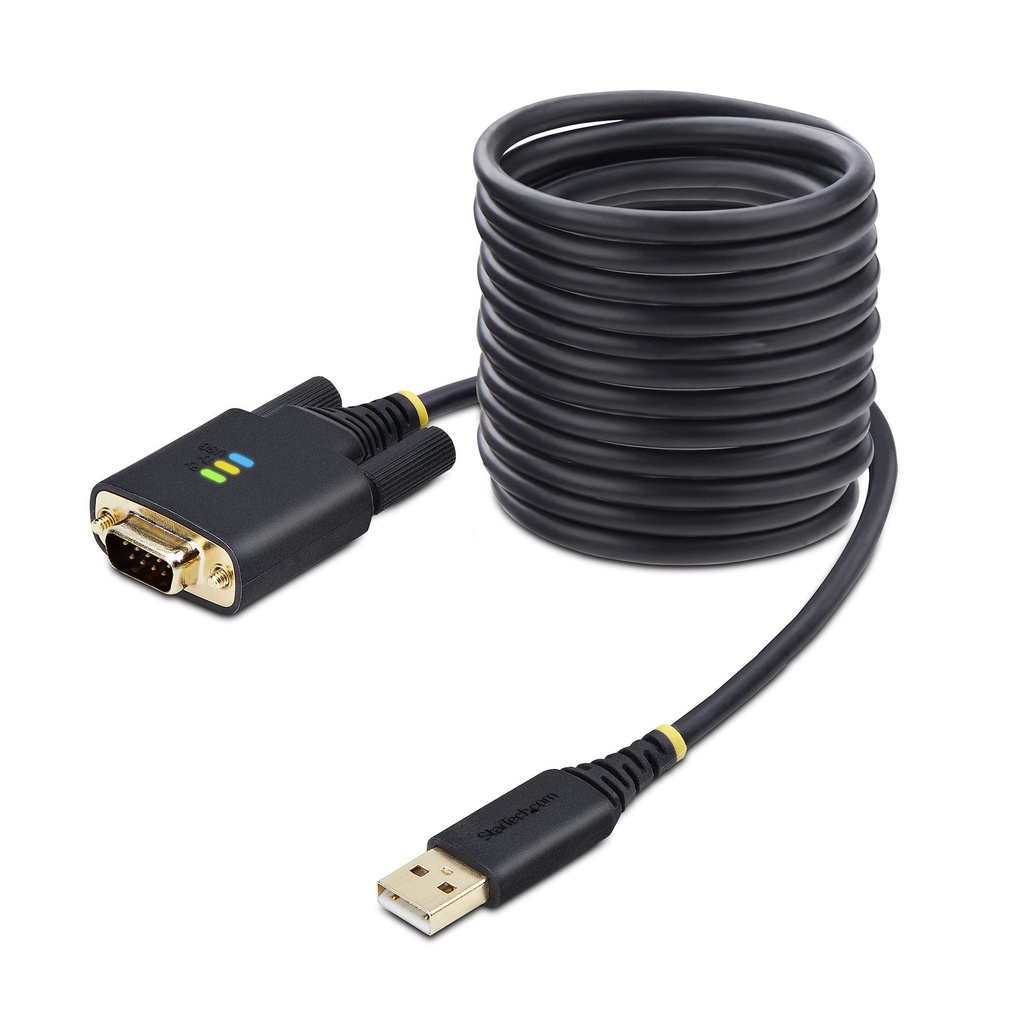Cable Adaptador USB a Serie de 3m - Retención COM - FTDI - USB a DB9 RS232 Serial - Tornillos Intercambiables - Protección ESD - Windows/macOS/Linux