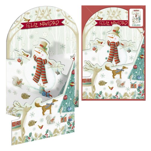 [70236] CHRISTMAS DOHE 115x170 MUÑECO DE NIEVE - Pack de 6 unidades