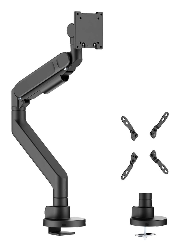 [DT57TSR-307] Soporte de mesa pro contrapeso giratorio e inclinable para monitor/TV 27kg (3 pivotes, 1 brazo) de 24-57, Negro