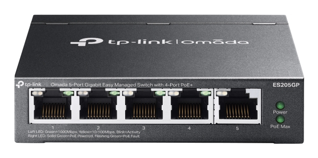 [ES205GP] Omada ES205GP switch Gestionado Gigabit Ethernet (10/100/1000) Energía sobre Ethernet (PoE) Negro