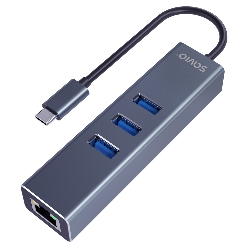 AK-57 USB-C - 3 x USB-A HUB with RJ-45 Gigabit Ethernet adapter 5000 Mbit/s grey 2 x USB 3.2 Gen 2 (3.1 Gen 2) Type-C 1000 Mbit/s Gris