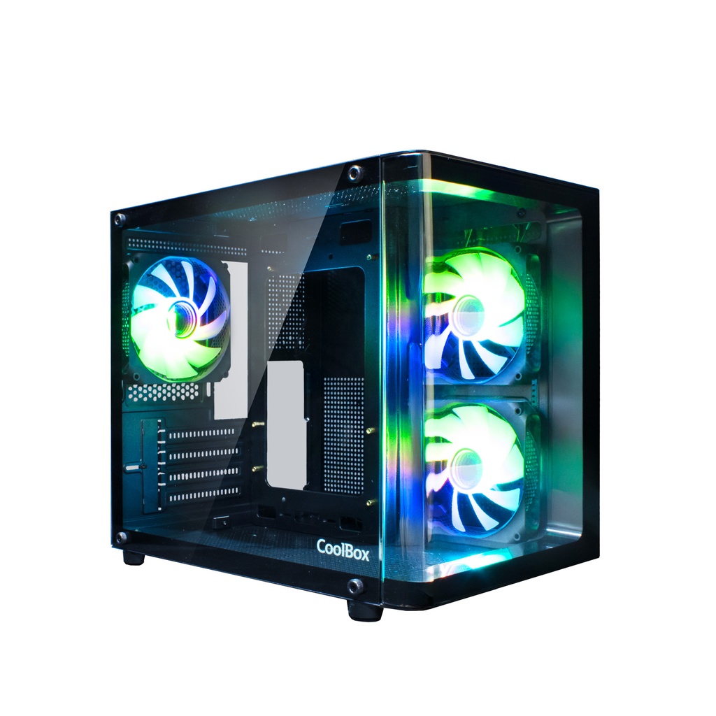 GAMING CAJA MATX GM100 VISION USB3.2 GEN1 SIN FTE + 3 VENTILADORES ARGB