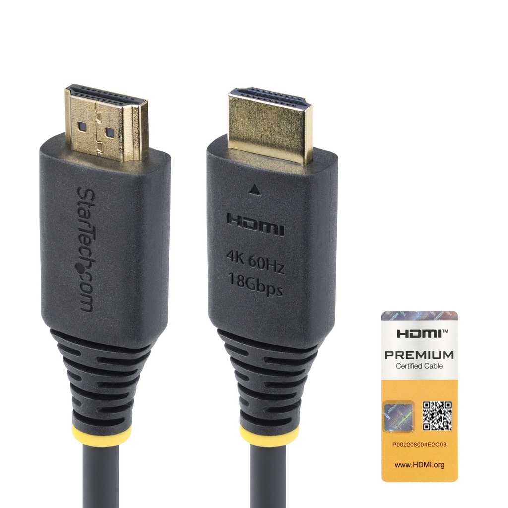 Cable HDMI Premium Certificado de Alta Velocidad de 1,5m - 4K 60Hz - 144Hz - UHD - HDR10/HDCP 2.2/ARC - 18Gbps - Cable HDMI 2.0 para Monitor o TV - Recubrimiento TPE