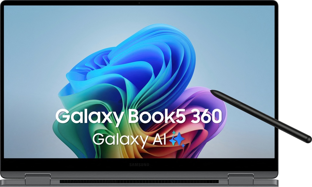 Galaxy Book5 360 Intel Core Ultra 5 226V Híbrido (2-en-1) 39,6 cm (15.6") Pantalla táctil Full HD 16 GB LPDDR5x-SDRAM 512 GB SSD Wi-Fi 7 (802.11be) Windows 11 Pro Gris