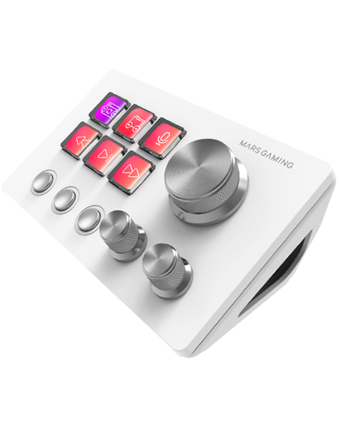 [MSDTWOW] MSD-TWO, Control Deck Compacto, 6 Teclas LCD Personalizables + 3 Botones, 3 Ruedas Multifuncionales, Control Deck Slim Ergonómico, Software de Control y Plug-ins, Windows y MacOS, Blanco