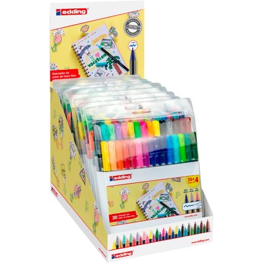 [4-52443] EDDING ROTULADOR 1200 PUNTA FINA CLÁSICO/NEÓN/PASTEL C/SURTIDOS EXPOSITOR 10 PACK 4-1200-30 - Color no elegible