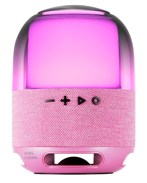 MS-FLOW, Altavoz Portátil Bluetooth 15W, Iluminación Orbilight RGB 360°, Sonido Potente con Driver DeepBass 57mm, Altavoz Gaming Compacto con Bluetooth 5.3 y MicroSD, Rosa