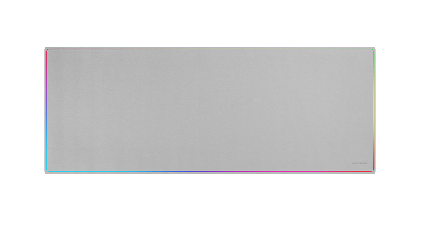 MMP224, Alfombrilla Gaming XXL 880x330mm, Diseño de Bordes Rainbow, Base Antideslizante de Caucho Natural, Superficie Nanotextil de Alta Precisión, Alfombrilla de Ratón Flexible, Blanco