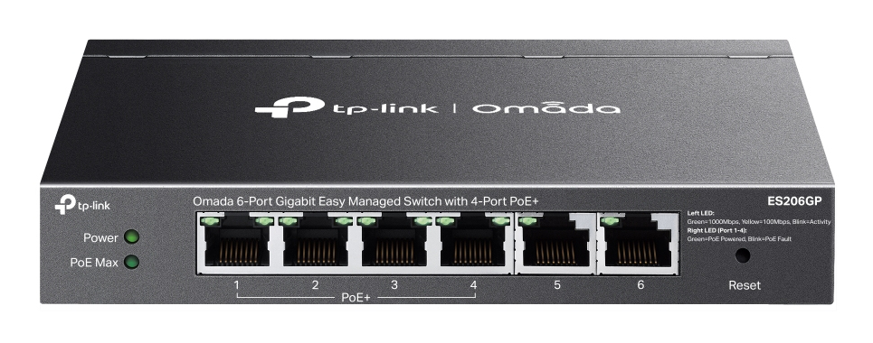 [ES206GP] Omada ES206GP switch Gestionado Gigabit Ethernet (10/100/1000) Energía sobre Ethernet (PoE) Negro