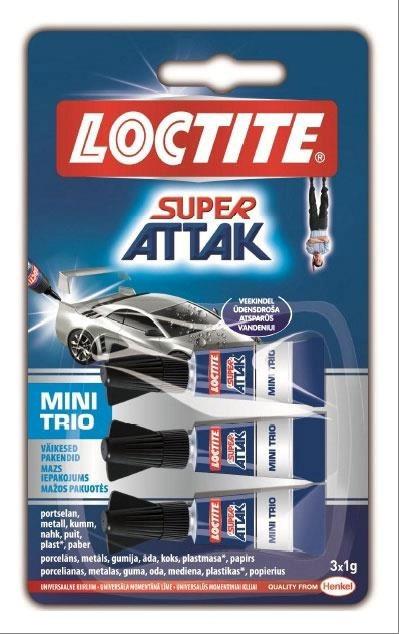 [9000100828239] LOCTITE SUPER ATTAK MINI TRIO ADHESIVO INSTANTÁNEO 3X1G - Pack de 12 unidades
