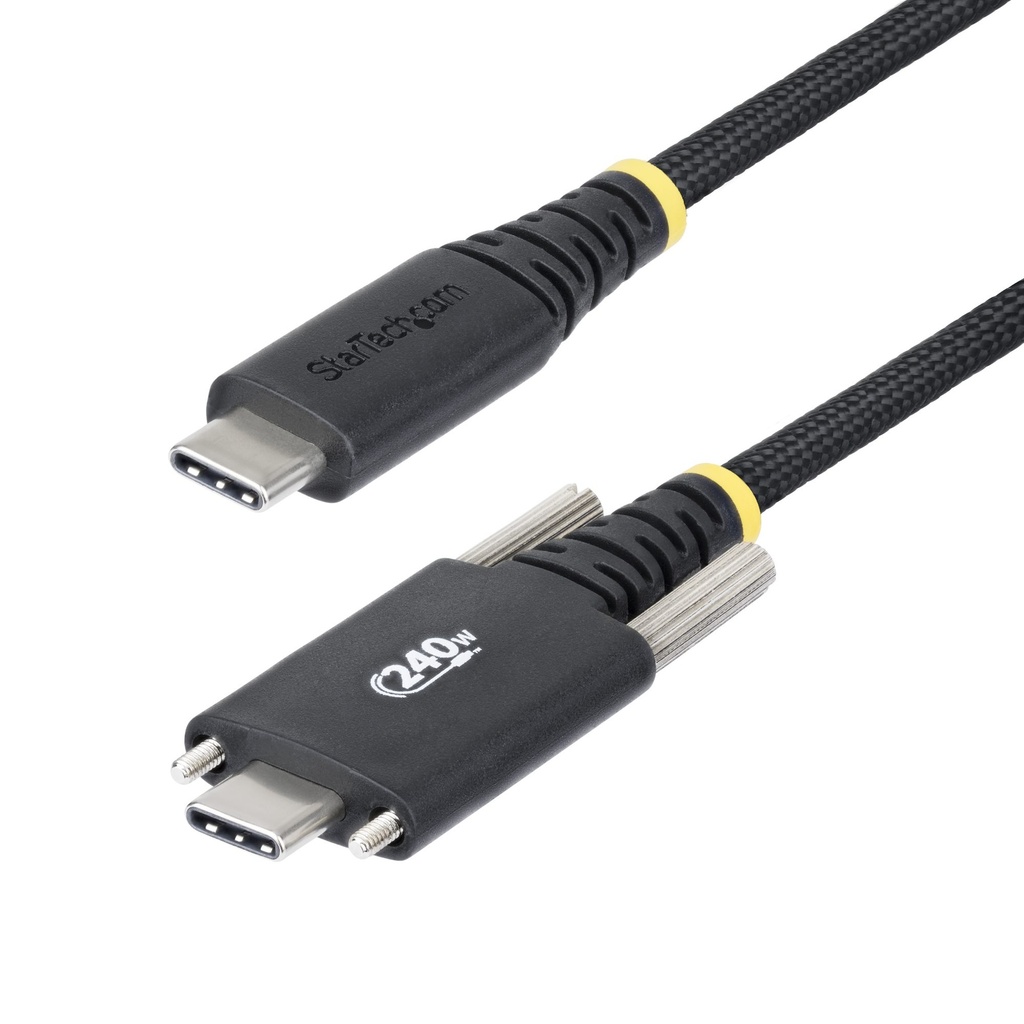 Cable de Carga USB-C de 3m con Fijación por Tornillo Lateral - Cable Cargador USB Tipo C - PD EPR 240W 5A - Cable Cargador USB 2.0 de Servicio Pesado - Certificado USB-IF