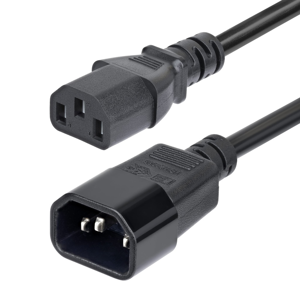 Cable de Extensión de Alimentación C14 a C13 4,5m - Cable de Alimentación C14 a C13 para PDU - Cable Alargador de Alimentación - 15A 250V - 14AWG - Certificación KEMA-KEUR