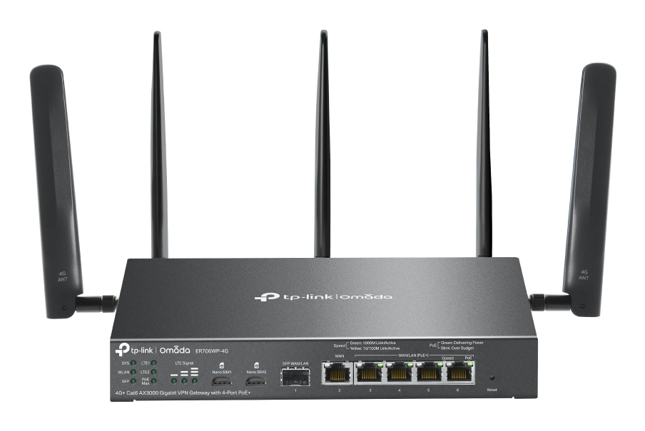 [ER706WP-4G] Omada ER706WP-4G router inalámbrico Gigabit Ethernet Doble banda (2,4 GHz / 5 GHz) Negro