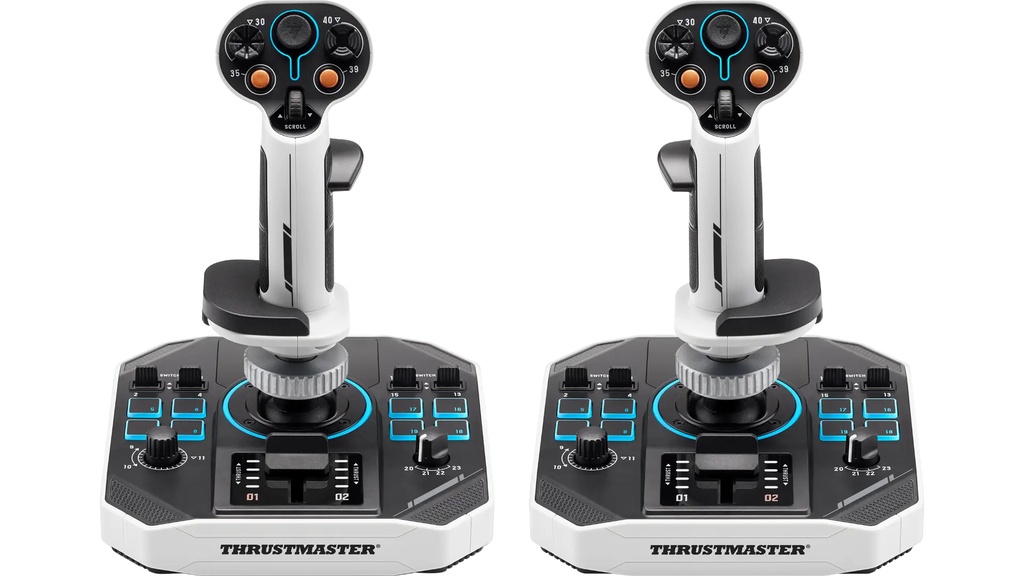 Sol-R 2 HOSAS Space Sim Duo Negro, Blanco USB Palanca de vuelo Analógico/Digital PC