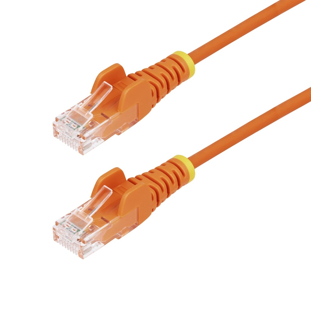 Cable de Red Ethernet CAT6 Delgado sin Enganches Naranja de 15m - Cable RJ45 Snagless Slim 28AWG - Alambre de Cobre Puro - PoE 100W - con Alivios de Tensión - LSZH - Probado con Fluke