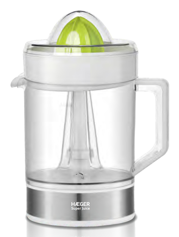 [CJ-W40.015A] Super Juice prensa de cítricos eléctricos 1,2 L 40 W Blanco, Transparente, Plata, Verde