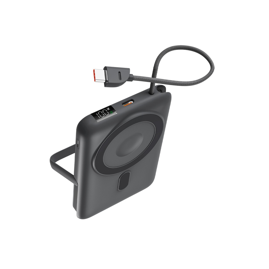 Powerbank 10.000 mAh, Carga Rápida 22,5W PD, Compatible MagSafe® y AppleWatch®, Soporte integrado, Gris