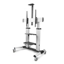 Carrito Soporte Móvil con Ruedas para TV de Pantalla Plana de 60 a 100 Pulgadas o 100kg - Soporte Rodante Ajustable en Altura para Televisor LCD