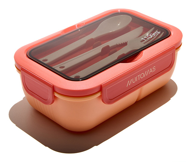 [LUNCHBOXSPF] LUNCHBOXSPF fiambrera Táper 1,1 L Plástico Negro, Durazno 1 pieza(s)