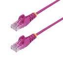 Cable de Red Ethernet CAT6 Delgado sin Enganches Rosa de 5m - Cable RJ45 Snagless Slim 28AWG - Alambre de Cobre Puro - PoE 100W - con Alivios de Tensión - LSZH - Probado con Fluke