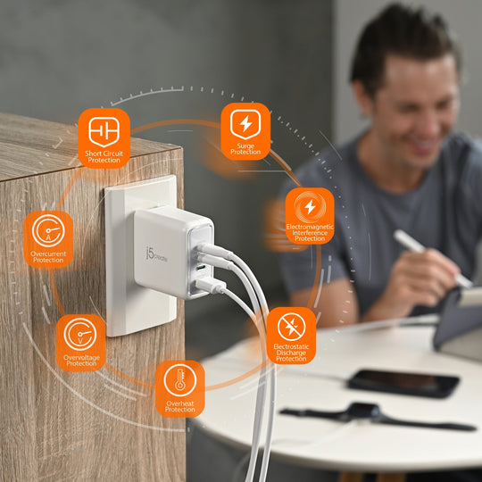 Cargador USB-C® GaN de 70W y 4 puertos