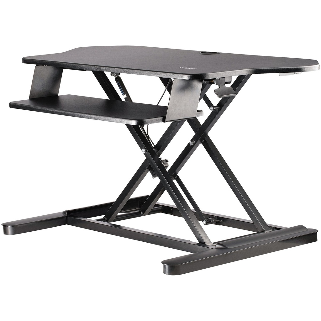 [ARMSTSCORNR] Convertidor Escritorio de Pie y Sentado de Esquina - con Bandeja para Teclado - con Superficie de 89cm x 53cm - Escritorio Ergonómico de Altura Ajustable - para Dos Monitores