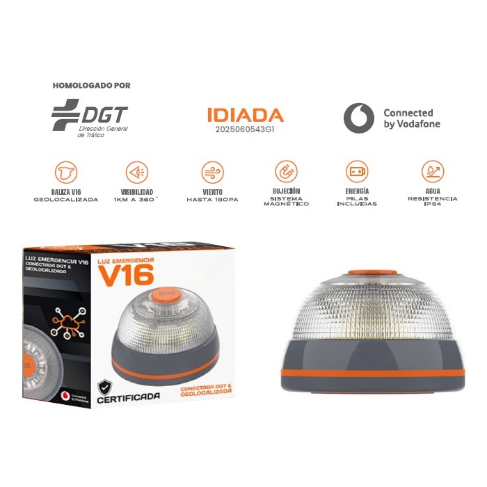 [193-0001] Baliza de Emergencia V16 Geolocalizable Conectada DGT 3.0