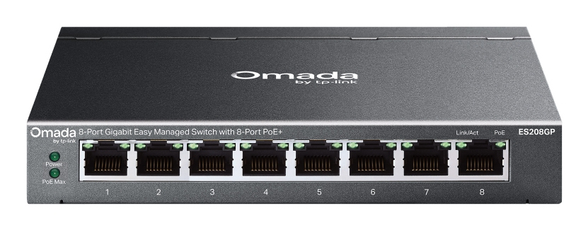 [ES208GP] Omada ES208GP switch Gestionado L2 Gigabit Ethernet (10/100/1000) Energía sobre Ethernet (PoE) DIN rail Negro