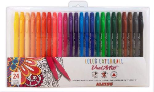 [AR000187] Estuche 24 rotuladores doble punta dual artist colores surtidos