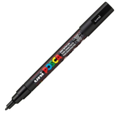 [PC3MNOIR/SCHWARZ] Marcador uni posca pc3m color negro 0,9-1.3mm