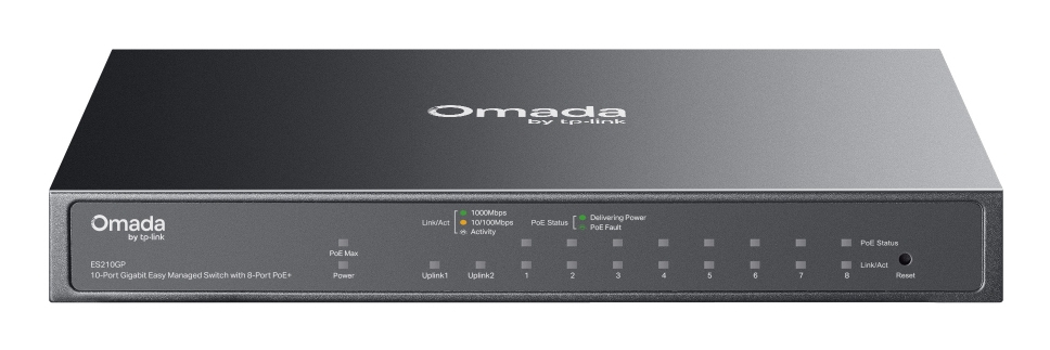 [ES210GP] Omada ES210GP switch Gestionado L2 Gigabit Ethernet (10/100/1000) Energía sobre Ethernet (PoE) DIN rail Negro